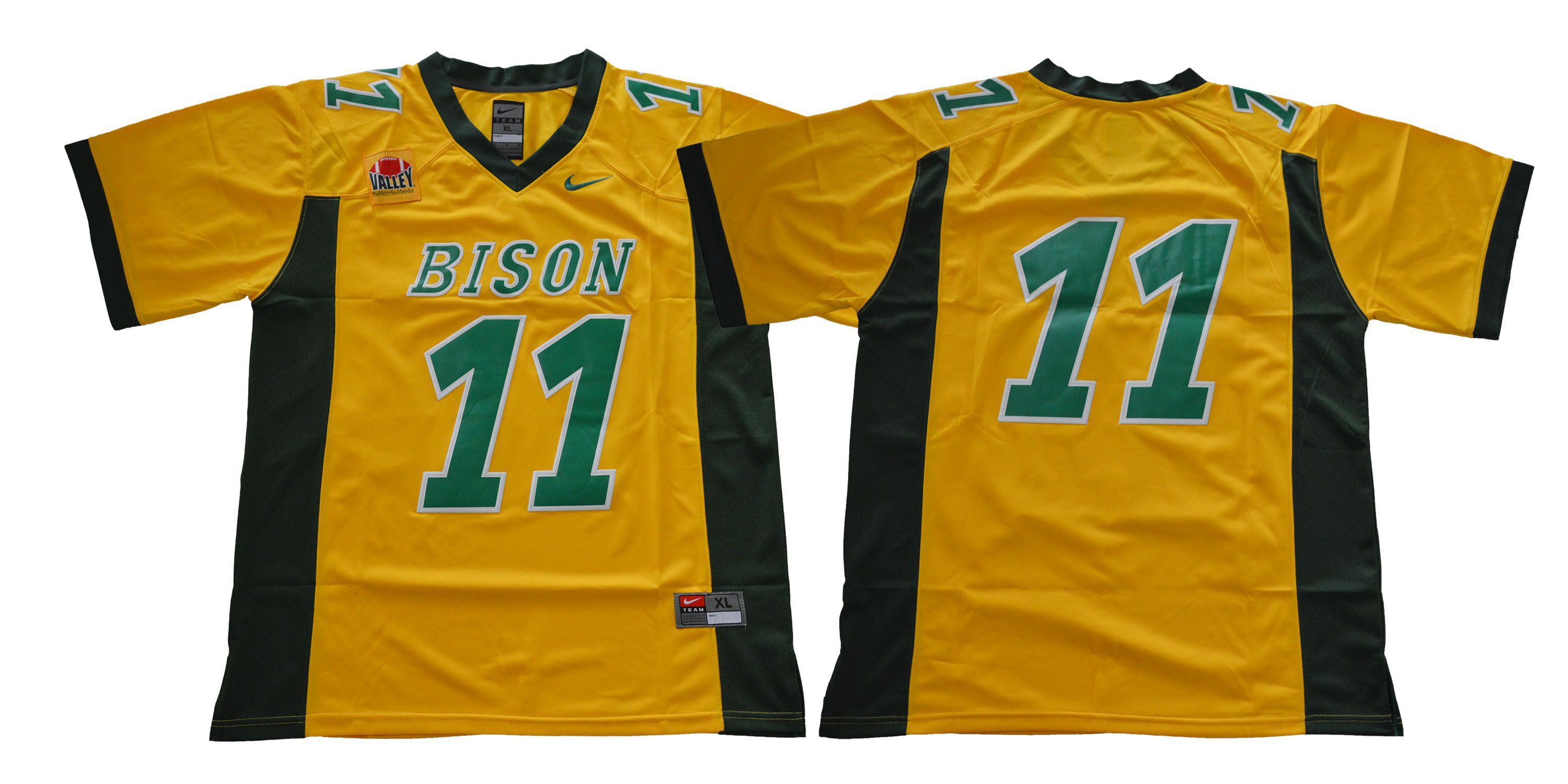 Men NDSU North Dakota State Bison #11 Wentz Yellow NCAA Jerseys